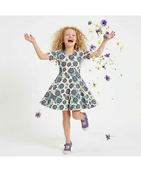 Mightly Toddler Girl's Fair Trade Organic Cotton Short Sleeve Twirl Dress