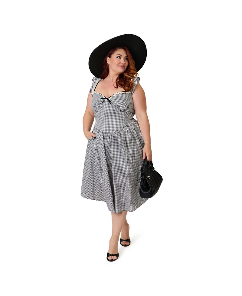 Unique Vintage Plus Sweetheart Flutter Sleeve Swing Dress