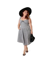 Unique Vintage Plus Sweetheart Flutter Sleeve Swing Dress