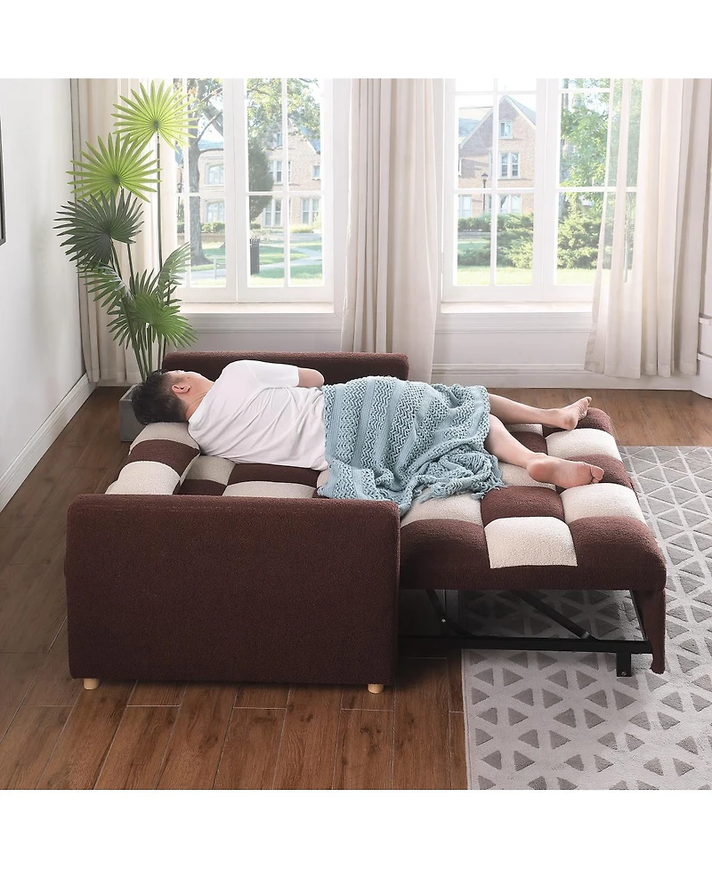 Streamdale Furniture 3-in-1 Sleeper Sofa Couch Bed, Small Teddy Convertible Loveseat Futon