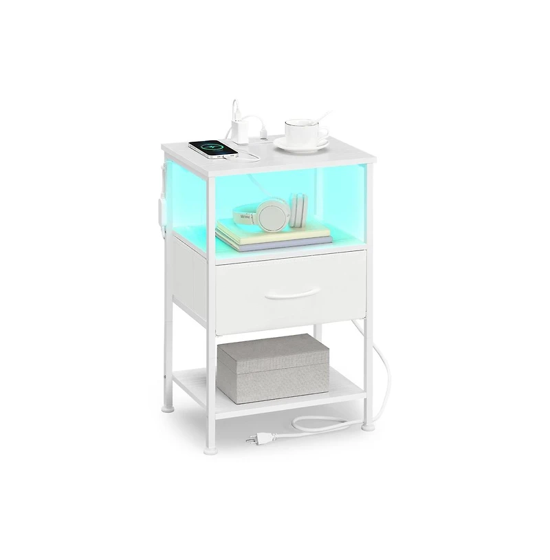 Slickblue Smart Bedside Table with Charging Station and App Led Lights