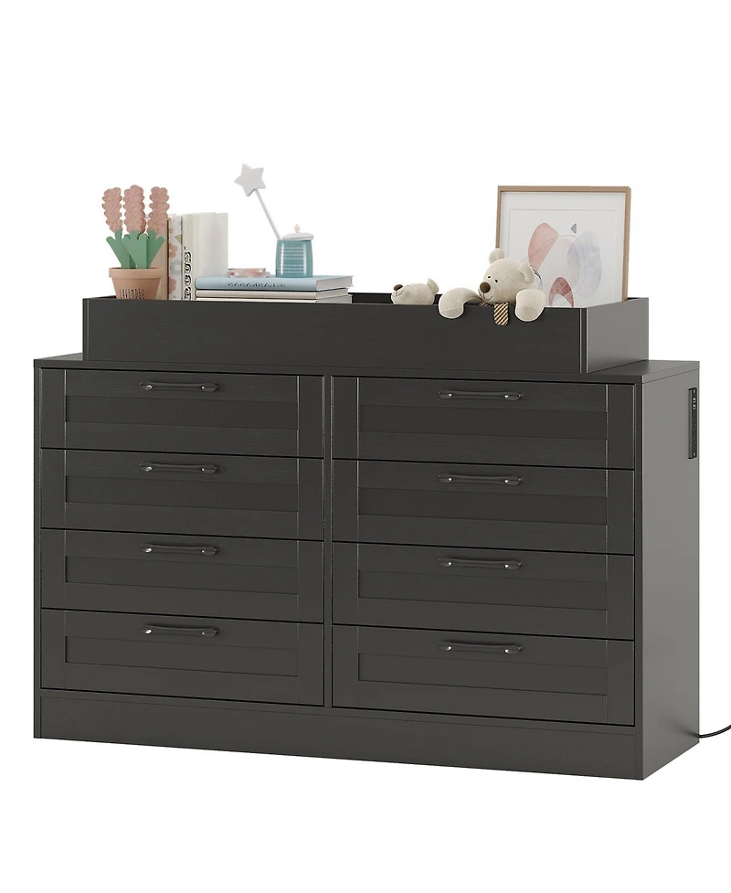 gaomon Baby Changing Dresser with 8 Drawers, Wooden Nursery Table Open Shelf