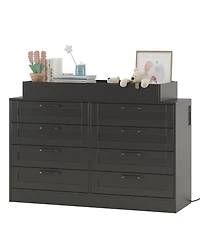 gaomon Baby Changing Dresser with 8 Drawers, Wooden Nursery Table Open Shelf
