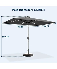 gaomon Solar Patio Umbrella with Crank and Push Button Tilt for Garden, Deck, Lawn, Pool with Lights (No Base)