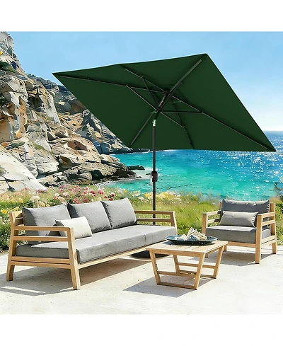 gaomon 10' x 6.5' Solar Patio Umbrella with Crank and Push Button Tilt for Garden, Deck, Lawn