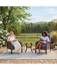 homfan 2 Pieces Patio Furniture Set, Outdoor Wicker Chairs of 2,All Weather High Back Rattan Chairs 2-Seater with Comfy Cushions for Porch Deck