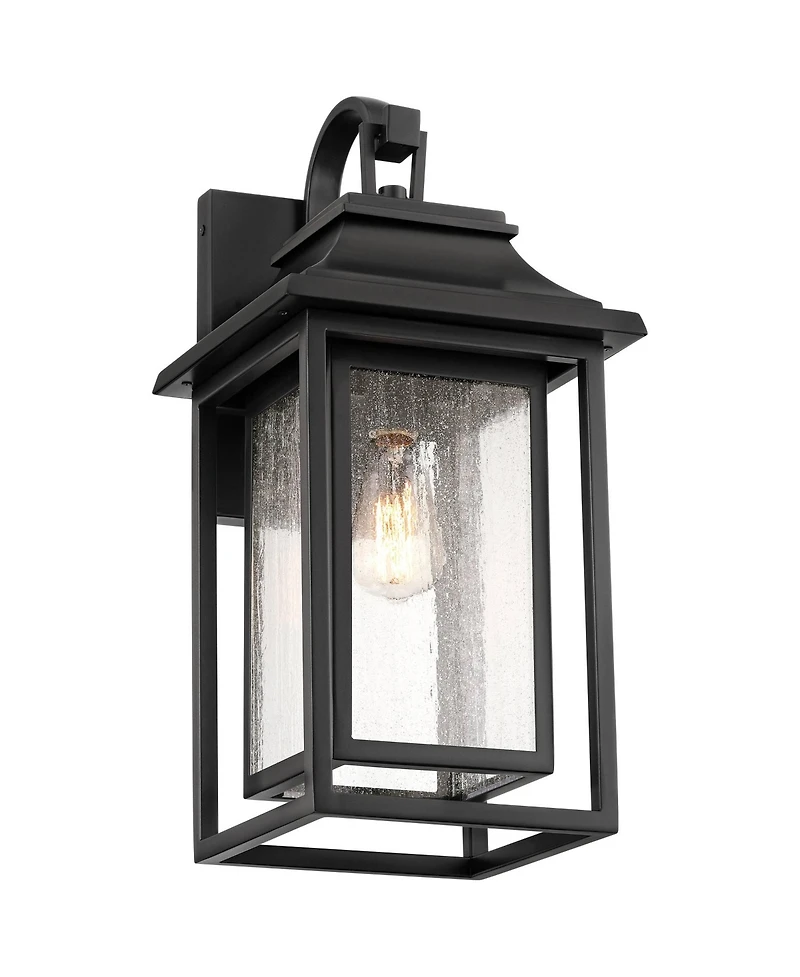 John Timberland Cecile 21.25 High Mission Outdoor Wall Light Fixture Mount Porch House Box Lantern Weatherproof Black Clear Glass Shade
