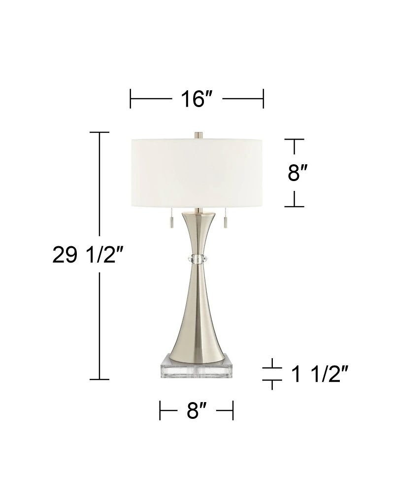 360 Lighting Rachel Modern Table Lamps Set of 2 with Square Riser 29 1 /2 Tall Metal Drum Shade for Bedroom Living Room Bedside Family