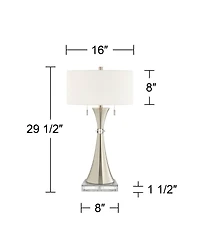 360 Lighting Rachel Modern Table Lamps Set of 2 with Square Riser 29 1 /2 Tall Metal Drum Shade for Bedroom Living Room Bedside Family