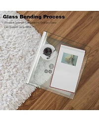 Gymax Tempered Glass End Table Transparent Sofa Side Accent Table Living Room