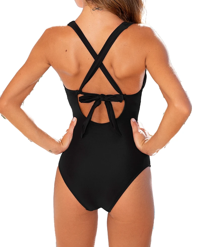 Cupshe Women's V-Neck Cutout Twist Crisscross Back One-Piece Swimsuit