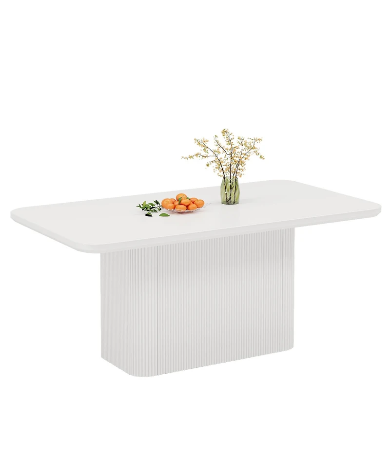 Tribesigns 63 inches Dining Table with Fluted Pedestal, Modern Kitchen Table for 4-6 People, Dining Room Table with 1.5 inches Thick Tabletop