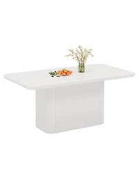 Tribesigns 63 inches Dining Table with Fluted Pedestal, Modern Kitchen Table for 4-6 People, Dining Room Table with 1.5 inches Thick Tabletop