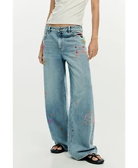 Desigual Women's Printed Denim Trousers