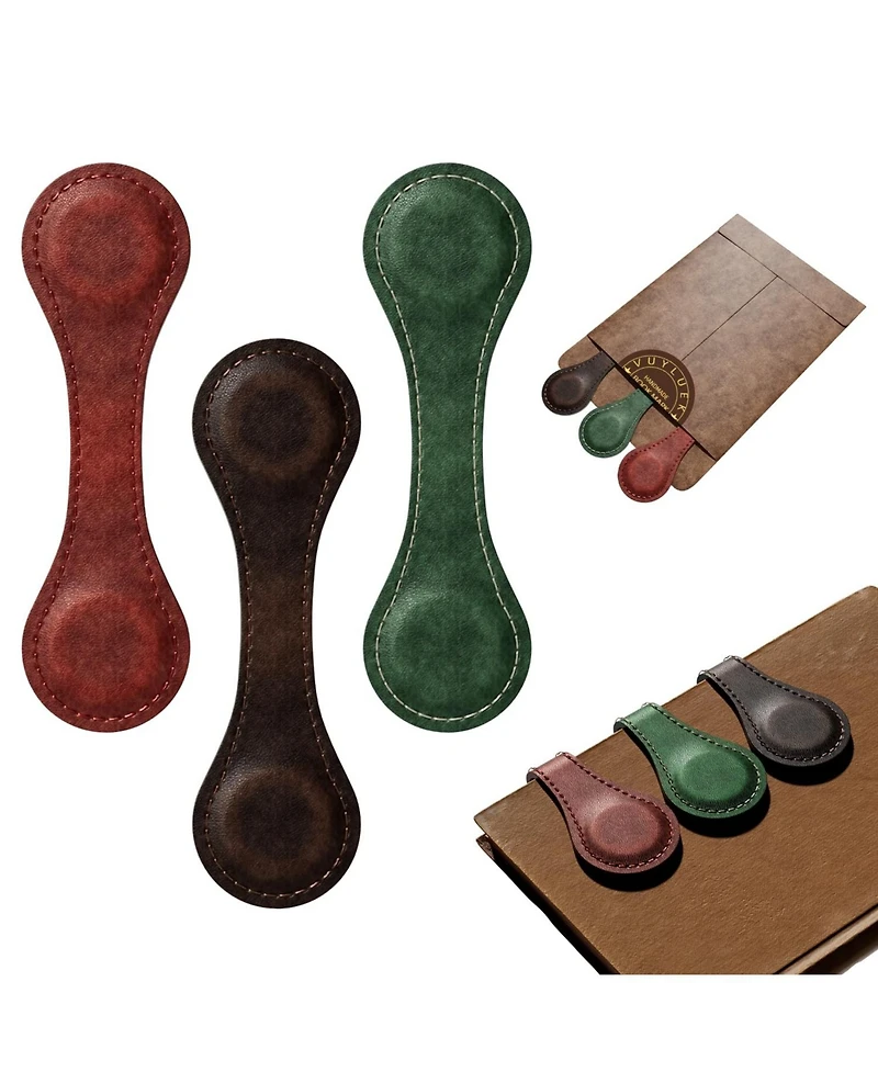 Gnuadz Magnetic Leather Bookmarks Vintage Reading Gift Set