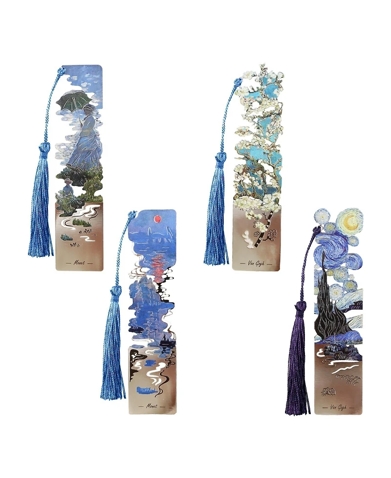 Gnuadz Metal Bookmarks Retro Oil Painting Tassel