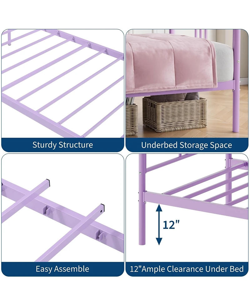 homfan Twin Metal Daybed Frame with Steel Slat Support and Underbed Storage Space, Modern Sofa Bed for Bedroom or Guest Room