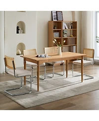 Clihome Mid Century Modern Dining Chairs Set of 2, Velvet Accent with Cane Back and Stainless Chrome Base, Famous Breuer Designed