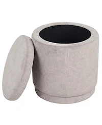 Costway Round Storage Ottoman Footrest with Removable Lid 400 Lbs Weight Capacity for Home
