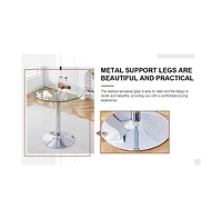flynama 35" Round Glass Dining Table with Electroplated Metal Legs