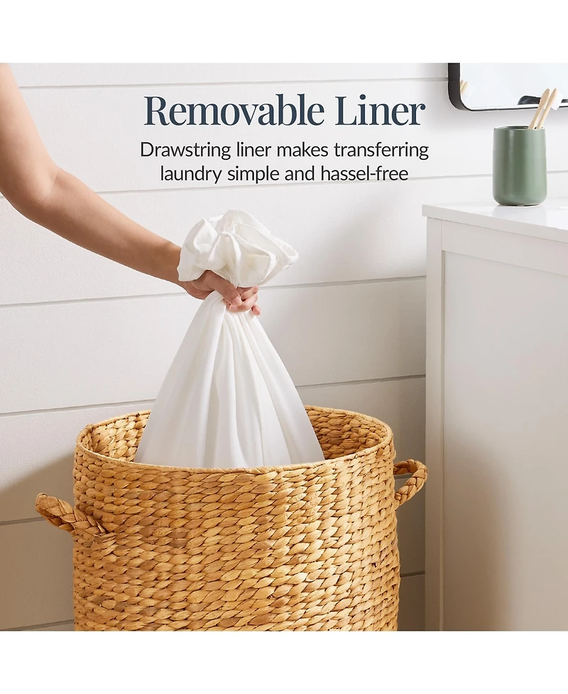 Best Choice Products Round Laundry Hamper w/ Lid, Handwoven Laundry Basket w/ Handles and Removable Liner