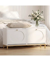 Costway Shoe Storage Bench, Narrow Entryway Bench with 2 Flip Drawers and Adjustable Shelves