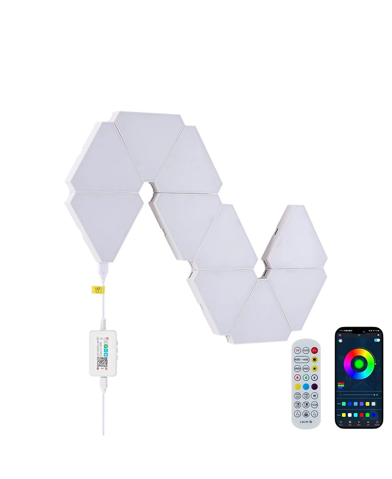 Busdays Triangular Led Lights 10 Rgb Wall Panels Modular Intelligent Light Panel with App Remote Music Sync Light Wall for Game Room Bedroom Decor