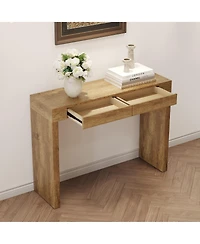 flynama 50" Natural Wood Grain Bar Table with 2 Drawers