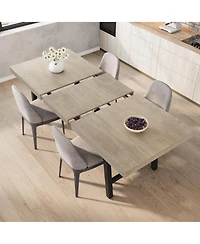 homfan Extendable Dining Table for 6-8, Industrial Rectangular Kitchen with Metal Frame, Expandable Wood-Top