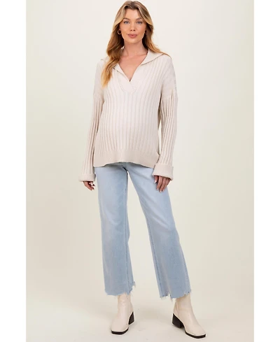 Pinkblush Maternity Distressed Hem Slim Wide Leg Jeans