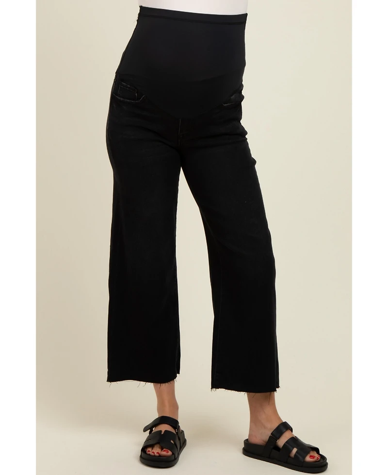 Pinkblush Maternity Raw Hem Cropped Wide Leg Jeans