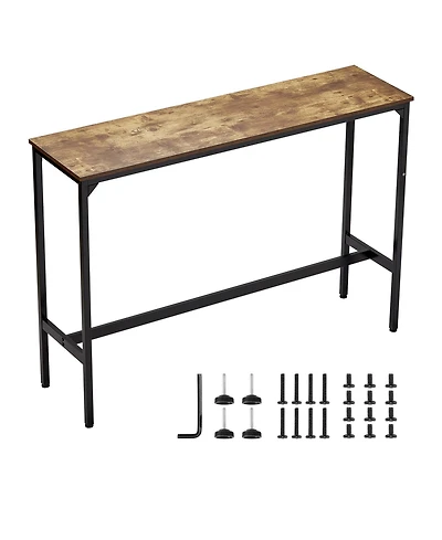 flynama 55x15x39" Modern Metal and Wood Pub Bar Table