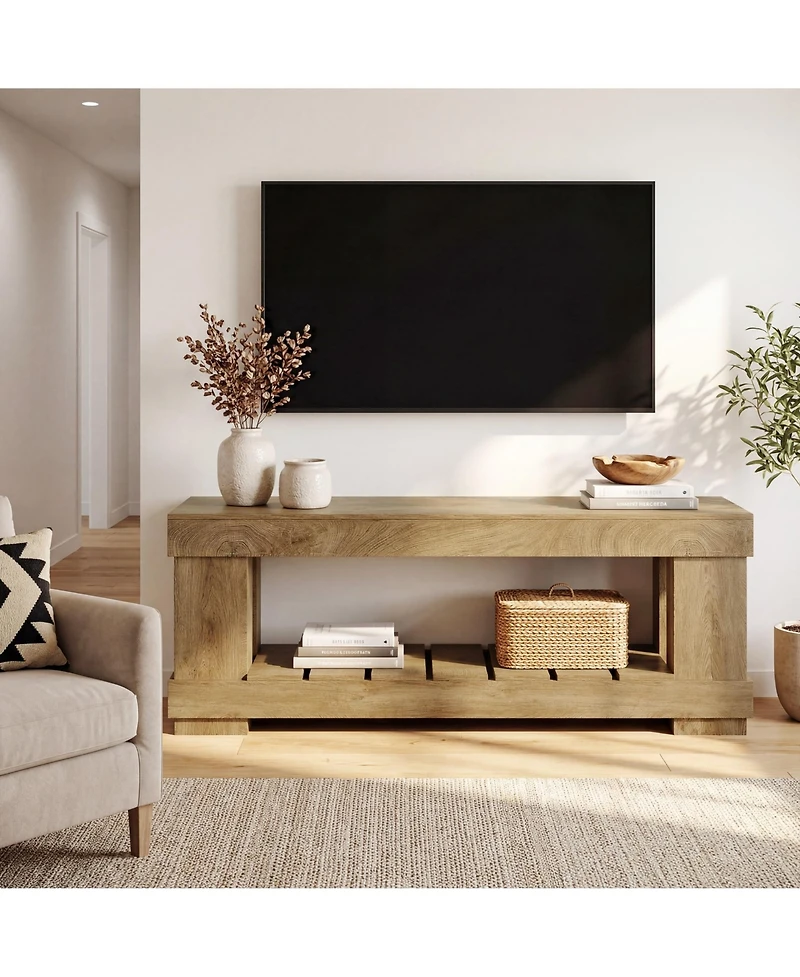 Tribesigns Tv Stand for up to 70 inch, 2-Tier Modern Entertainment Center with Open Storage Shelf