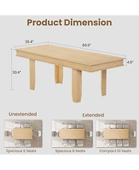 homfan Extendable Dining Table for 6-10, Farmhouse Rectangular Kitchen Table with Butterfly Leaf, Mdf Frame, Easy Assembly