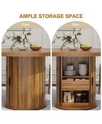 homfan 47 Round Dining Table with Storage Shelf and Drawer, Farmhouse Kitchen for 4-6, Easy Assembly, Only