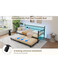 homfan Twin Metal Daybed with Led Lights and Charging Station