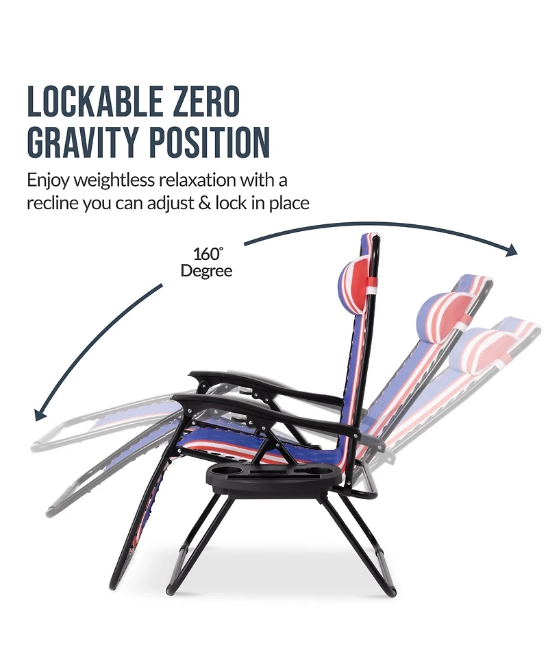 Best Choice Products Set of 2 Extra Wide Zero Gravity Lounge Chair Recliners w/ Cup Holder