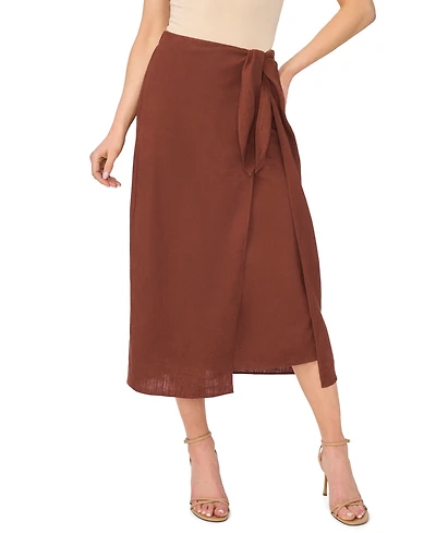CeCe Women's Wide-Tie Slit Piping Trim Midi Skirt