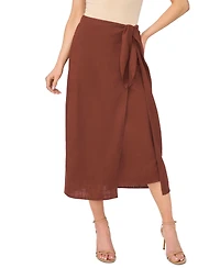 CeCe Women's Wide-Tie Slit Piping Trim Midi Skirt