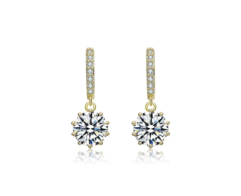 Rachel Glauber Elegant 14K Gold Plated Cubic Zirconia Huggie Earrings