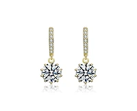 Rachel Glauber Elegant 14K Gold Plated Cubic Zirconia Huggie Earrings