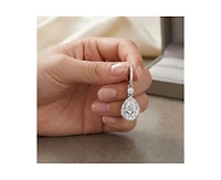 Rachel Glauber Brilliant White Gold Plated Cz Halo Pear Drop Earrings