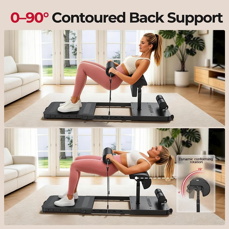 Fed Fitness 6-in-1 adjustable hip thrust machine with padded bar, resistance bands, and durable steel frame-ideal for glute, squat, and home workouts.
