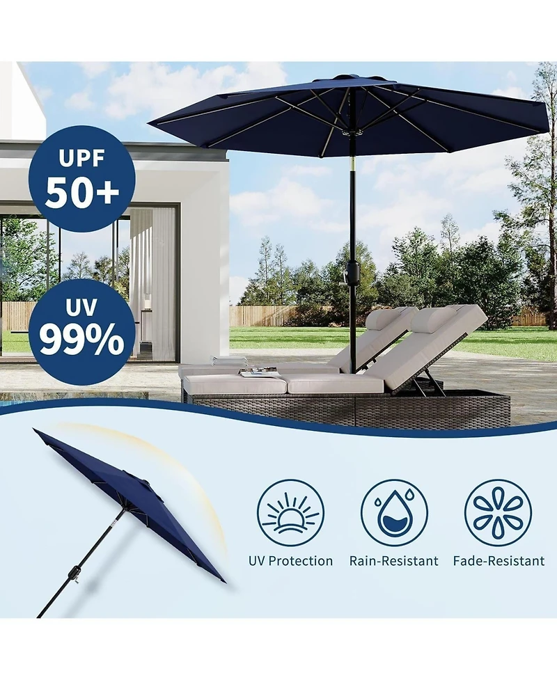 gaomon 9 Ft Outdoor Table Patio Umbrella with Crank Lift and Push Button Tilt for Pool, Deck, Yard, Garden