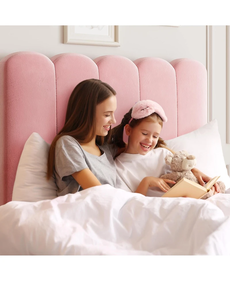 homfan Twin Upholstered Bed Frame with Headboard and Storage Drawer, Velvet Platform Wood Slats, No Box Spring Needed