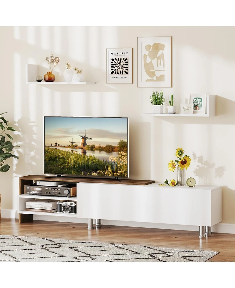 Gymax Tv Stand Modern Entertainment Center Tv Cabinet for TVs up to 80 Inches