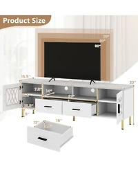 Gymax Modern Faux Marble Entertainment Center 71-Inch Tv Stand