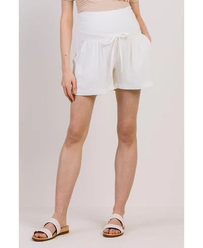 Hello Miz Maternity Relaxed Over-the-Belly Pull-On Shorts with Pockets