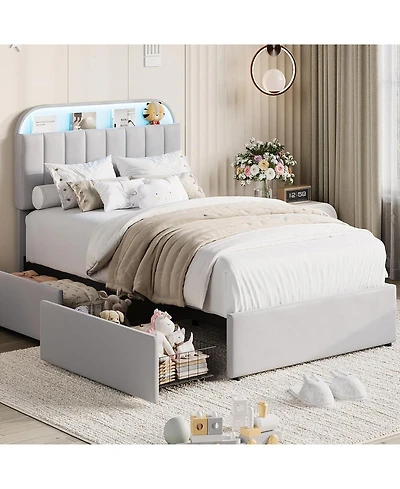 gaomon Twin Size Bed Frame with 2 Flexible Drawers