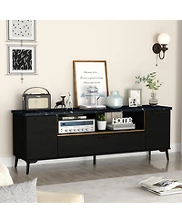 Gymax Mid Century Modern Entertainment Center 63-Inch Tv Stand for TVs up to 75inch